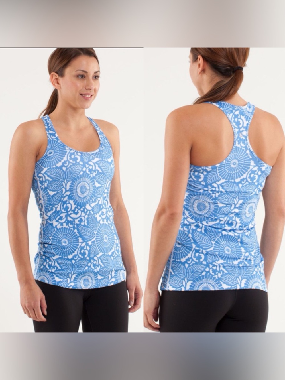 Lululemon Cool Racerback Beachy Floral White Porcelain Tank Top 4